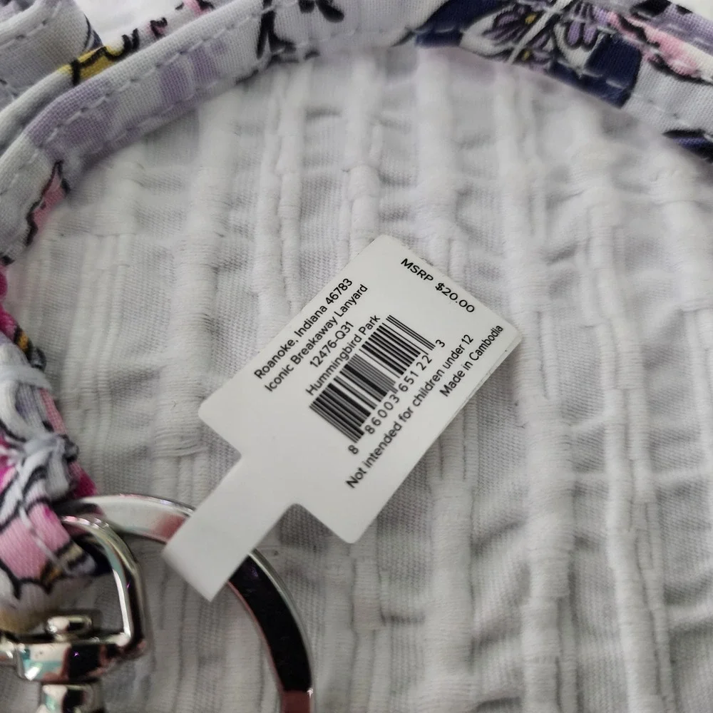 Vera Bradley Iconic Breakaway Lanyard Hummingbird Park Floral Purple 12476-Q31
